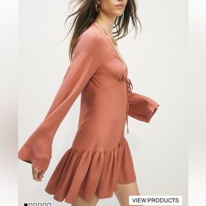 H&M Orange Long Sleeve Plunge Sundress